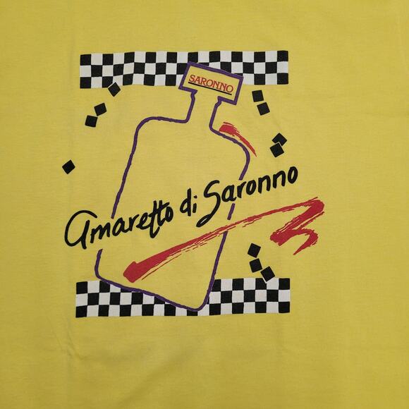 Vintage 80s Amaretto Disaronno Liqueur Shirt Medium 20x28 Yellow - Picture 6 of 12